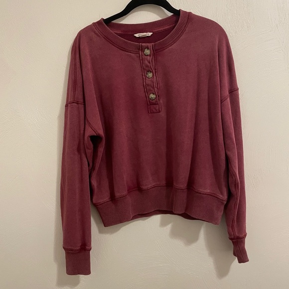 American Eagle Crew neck sweatshirt with buttons - Picture 1 of 2